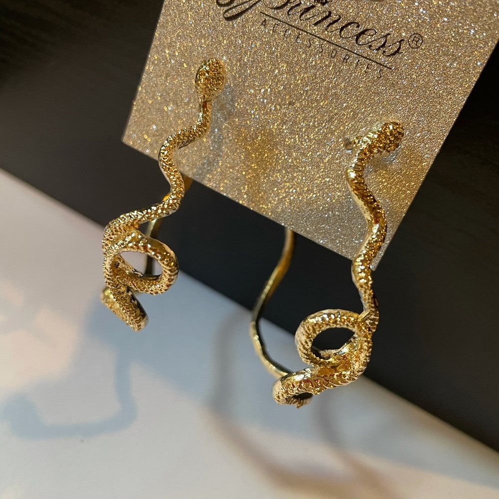 Gold Snake Open Hoops